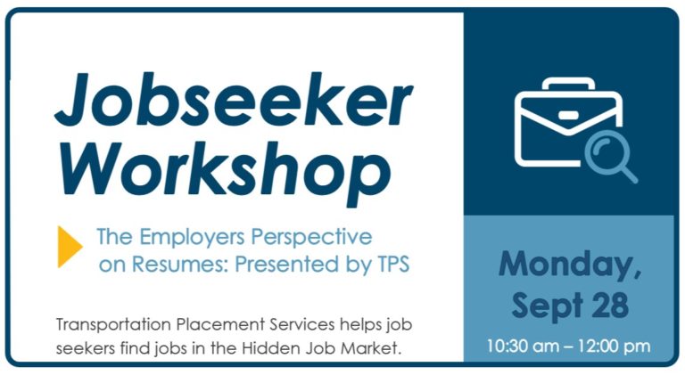 Jobseeker Workshop: The Employer’s Perspective on Resumes – Sept 28th