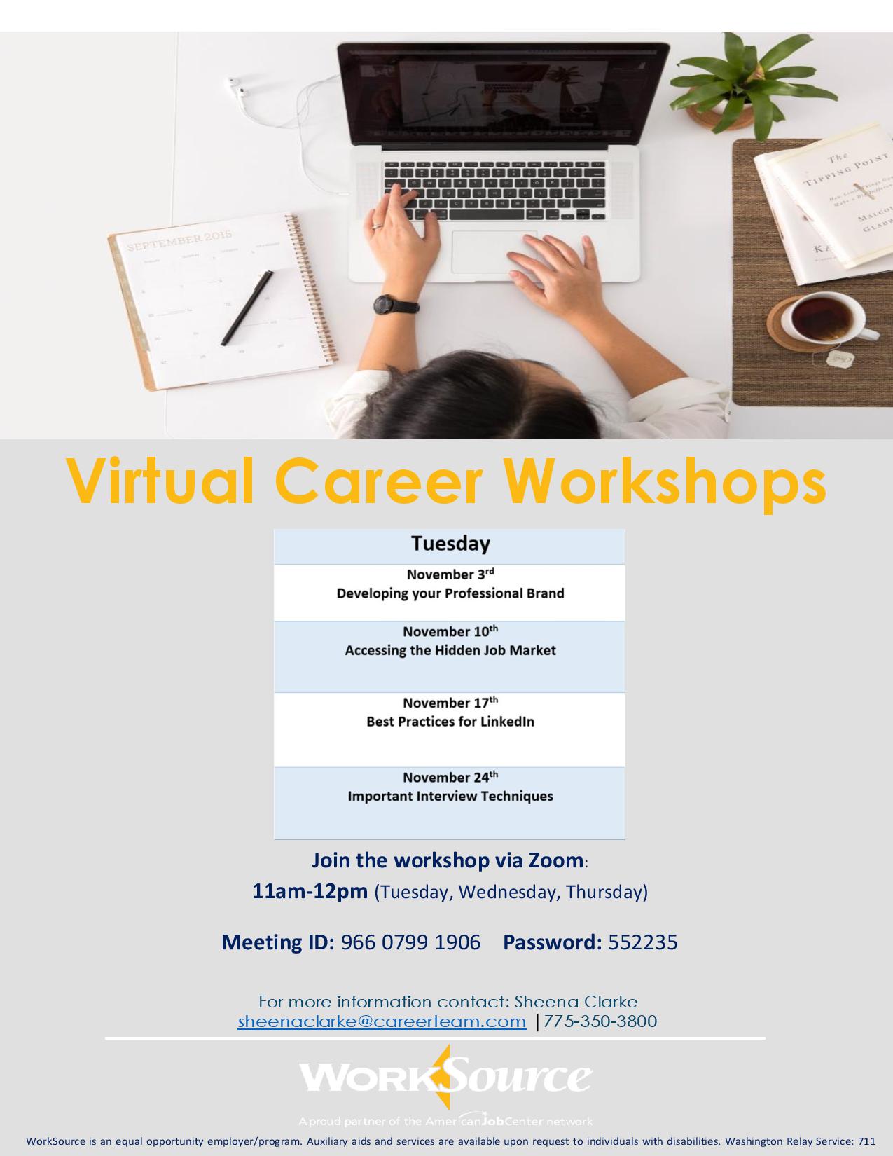 Virtual Career Workshops - November 2020 2