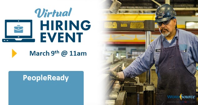 PeopleReady Virtual Hiring Event - March 9th 1