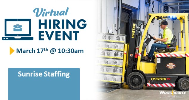Sunrise Staffing Virtual Hiring Event - March 17th 1
