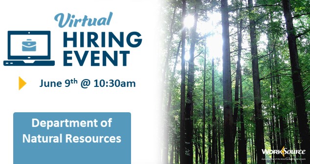 Department of Natural Resources Virtual Hiring Event - June 9th 1