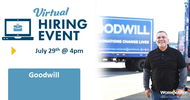 Goodwill Virtual Hiring Event July 29th