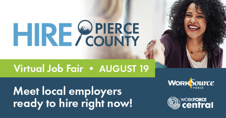 Hire Pierce County Virtual Job Fair – August 19th