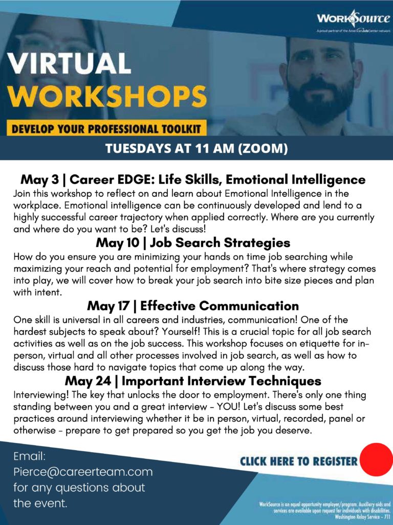 Virtual Career Workshops - May 2022 2