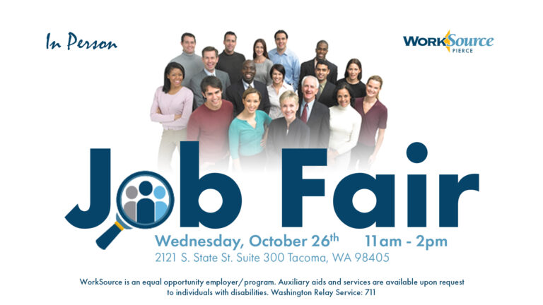 October Job Fair at WorkSource Pierce – October 26th
