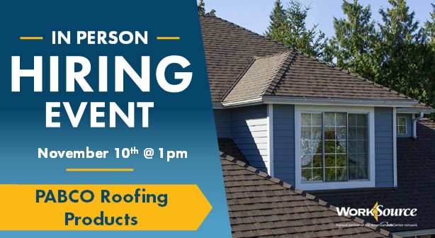 PABCO Roofing Products Hiring Event – November 10th