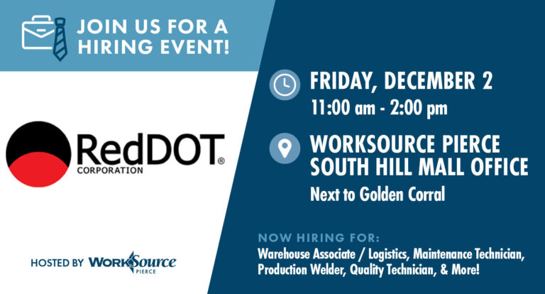 RedDOT Hiring Event at South Hill Mall – December 2nd