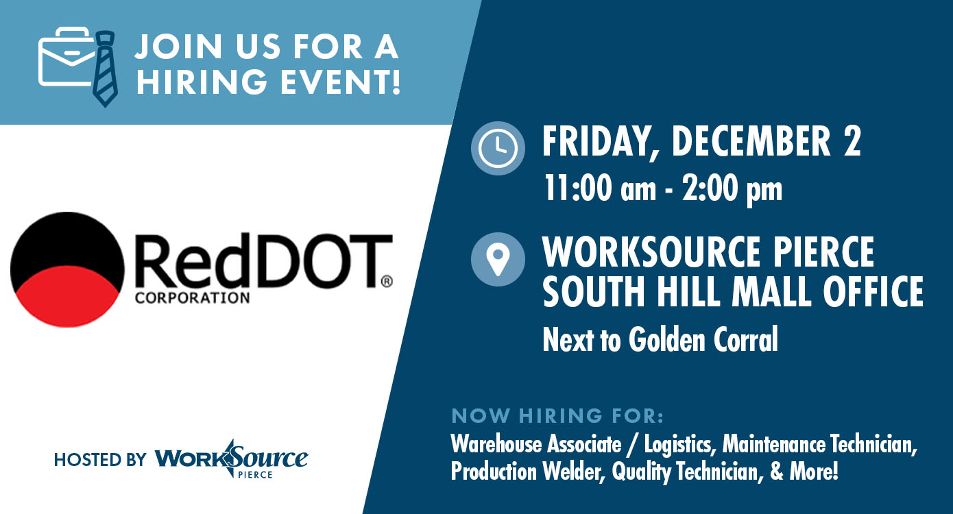 RedDOT Hiring Event at South Hill Mall - December 2nd 1