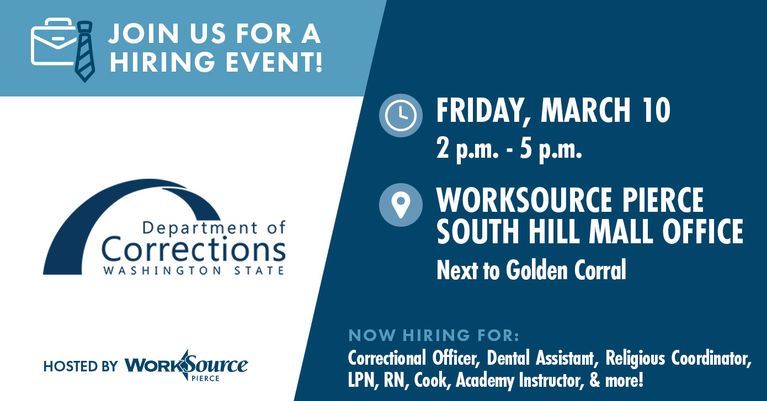 Department of Corrections Women’s Division Hiring Event – March 10