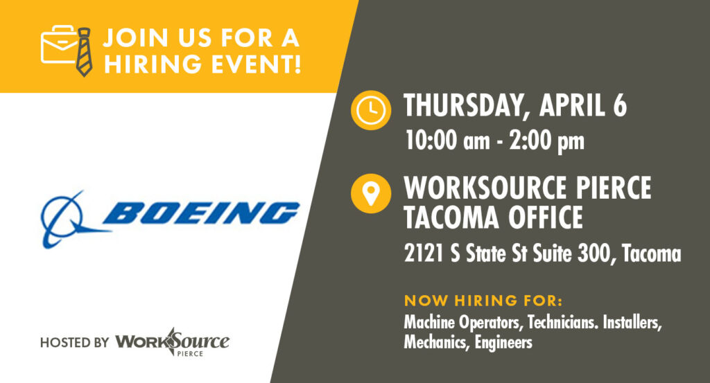 Boeing In-Person Recruiting Event - April 6 6 Boeing 4-6 Hiring Event