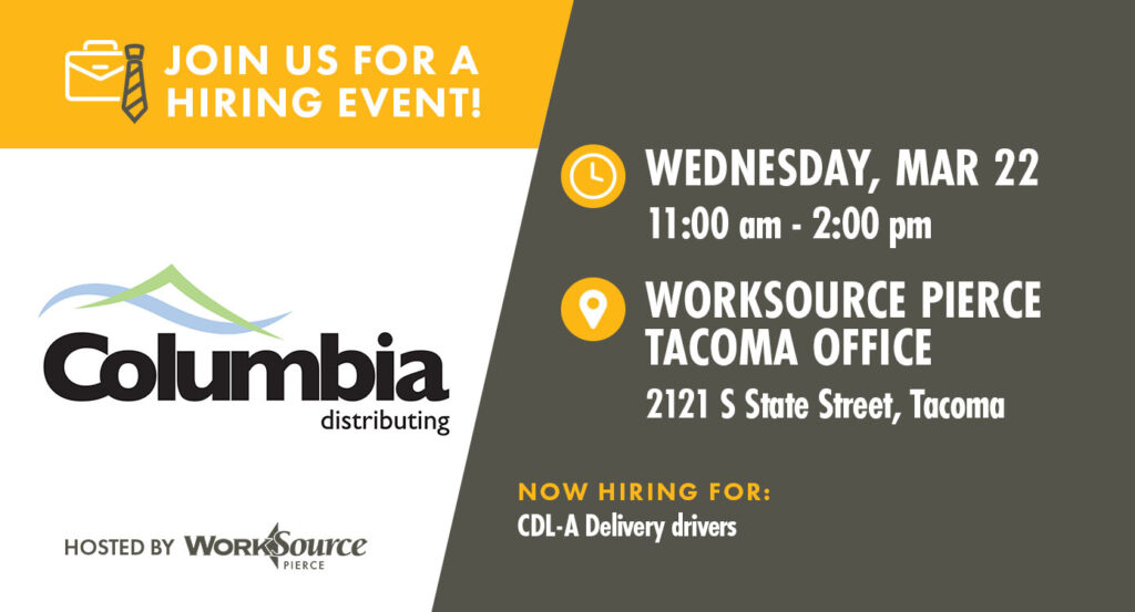 Columbia Distributing CDL A Hiring Event - March 22 1 Columbia Distributing CDL A Hiring Event - March 22 1
