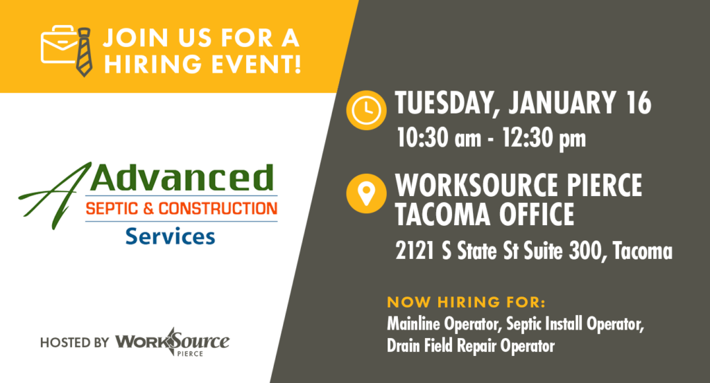 A Advanced Septic & Construction Hiring Event - January 16 4 A Advanced Septic & Construction Hiring Event - January 16 4