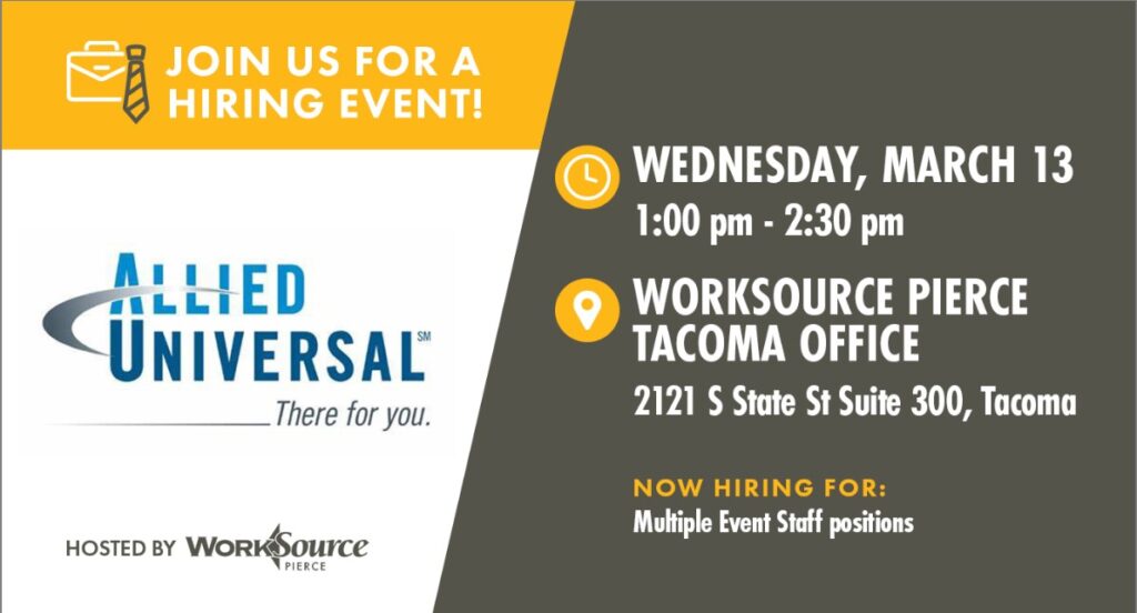 Allied Universal Hiring Event - March 13 2 Allied Universal Hiring Event - March 13 2