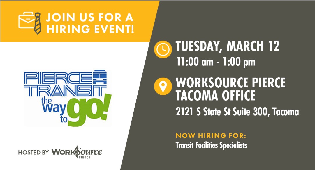 Pierce Transit Hiring Event - March 12 1