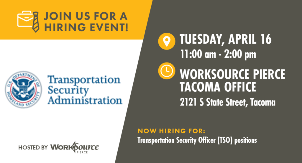 Transportation Security Administration Application Event - April 16 3 Transportation Security Administration Application Event - April 16 3