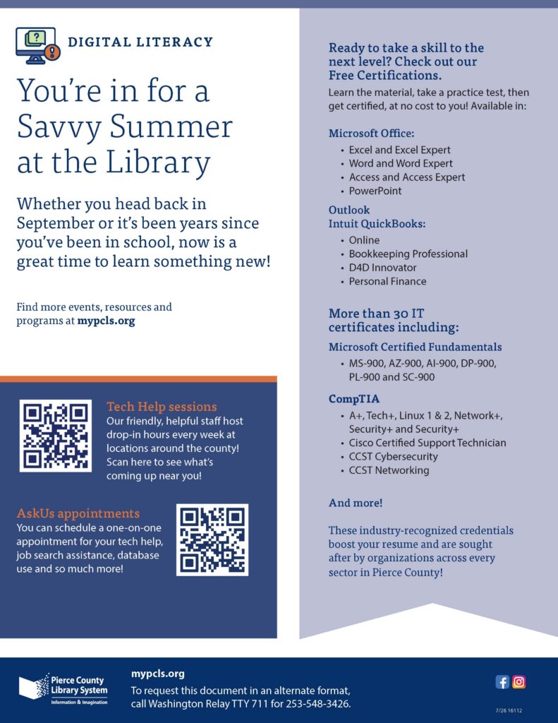 Explore AI, Technology, and Career Skills at Your Local Pierce County Library 2 Explore AI, Technology, and Career Skills at Your Local Pierce County Library 2
